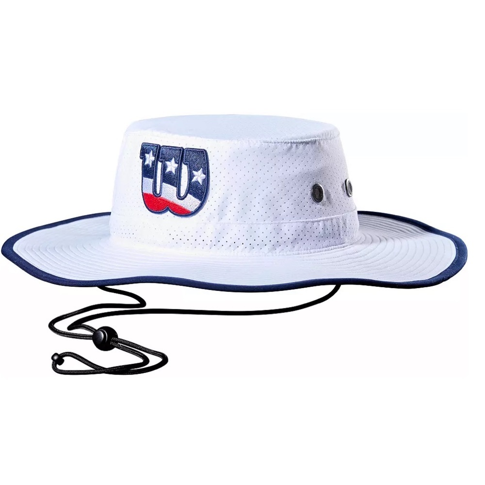 Wilson Bucket Hat White Wide Brim with Blue Trim NWT